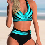 Liliana - Bikini Set con Scollatura Incrociata e Motivo Stampato