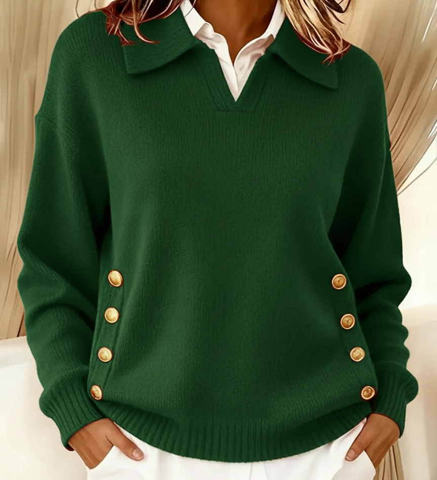 VYNETTE | V-NECK SWEATER WITH COLLAR