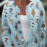 CHARLOTTE | Accogliente Cardigan con Stampa di Gatto