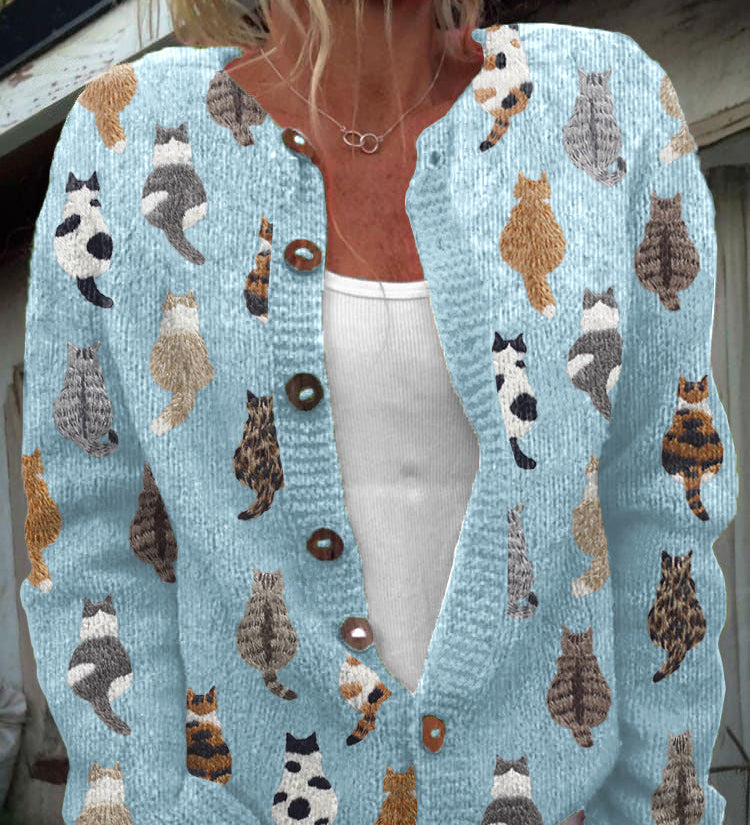 CHARLOTTE | Accogliente Cardigan con Stampa di Gatto
