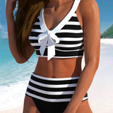 Laluna® | High-Waisted Striped Bikini