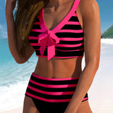 Laluna® | High-Waisted Striped Bikini