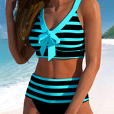 Laluna® | High-Waisted Striped Bikini