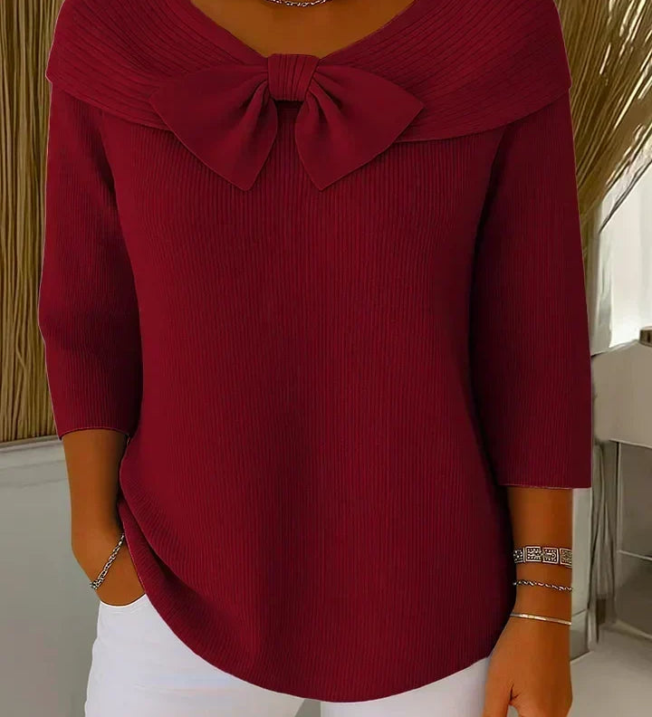 TIVELLA | SWEATER WITH BOW AND ROUND NECKLINE