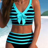 Laluna® | High-Waisted Striped Bikini
