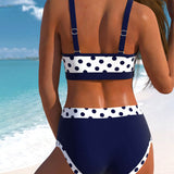 Liesbeth - Bikini a vita alta con stampa a pois e design patchwork