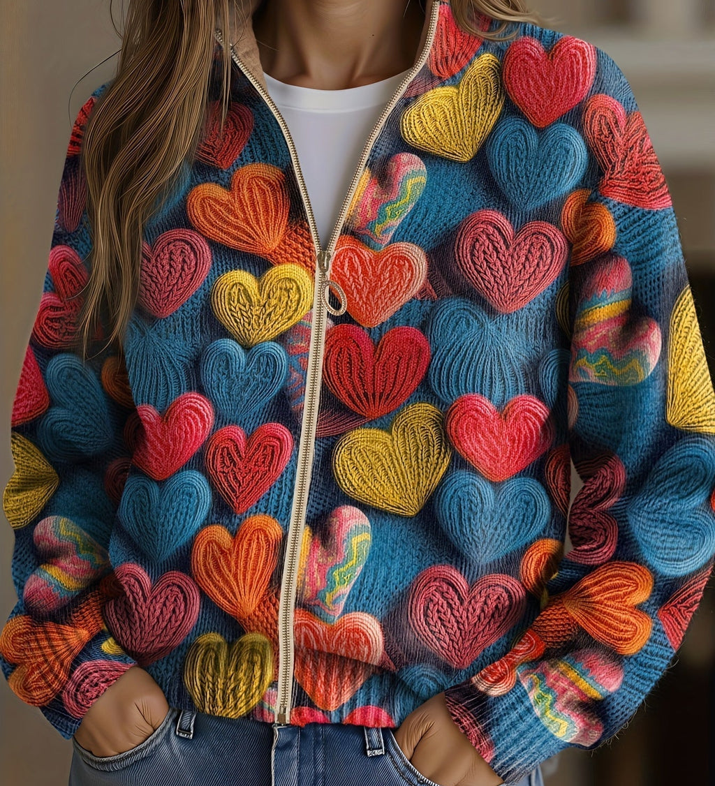 Valentine™ | Maglia Testurizzata a Cuori Multicolori
