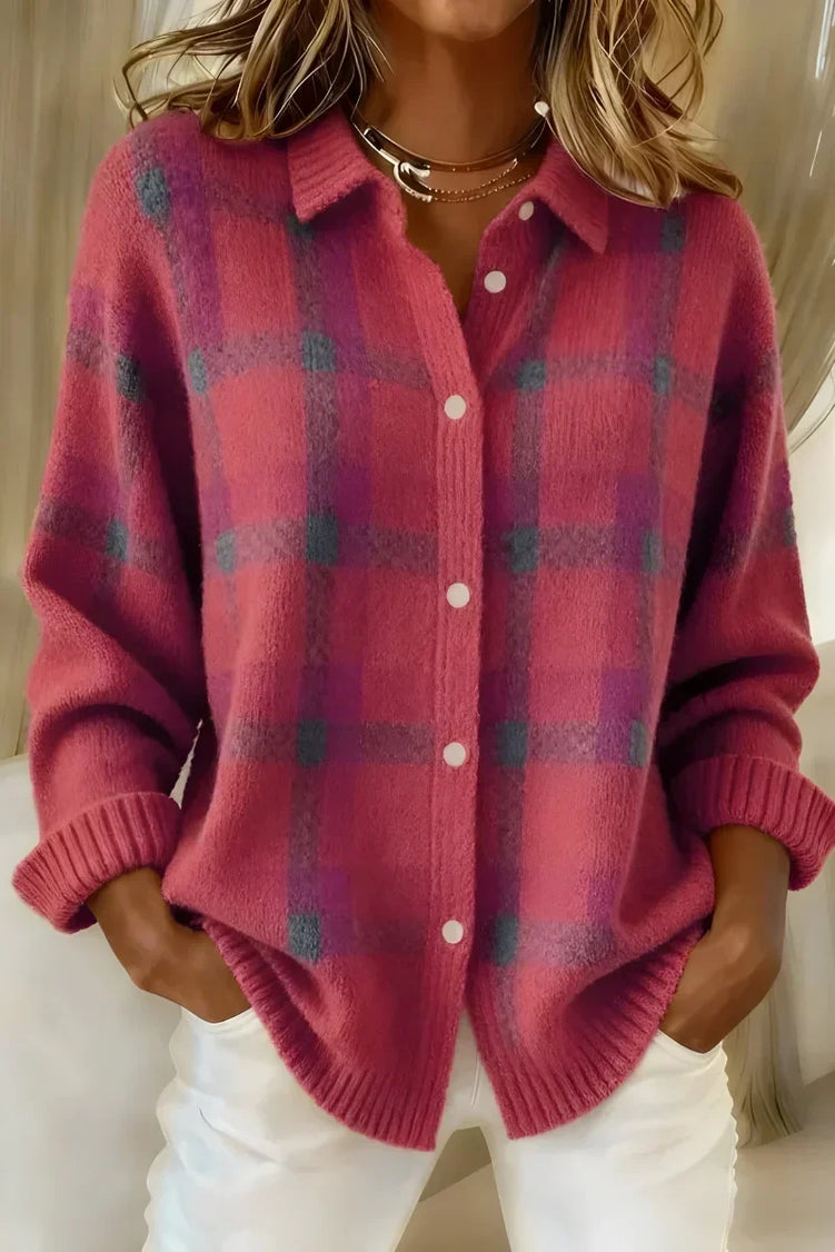 Ashley™ | Cardigan Classico a Quadri con Collo Elegante