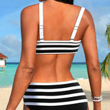 Laluna® | High-Waisted Striped Bikini