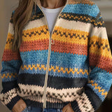 Yseult™ | Cardigan a righe zigzag multicolore in maglia