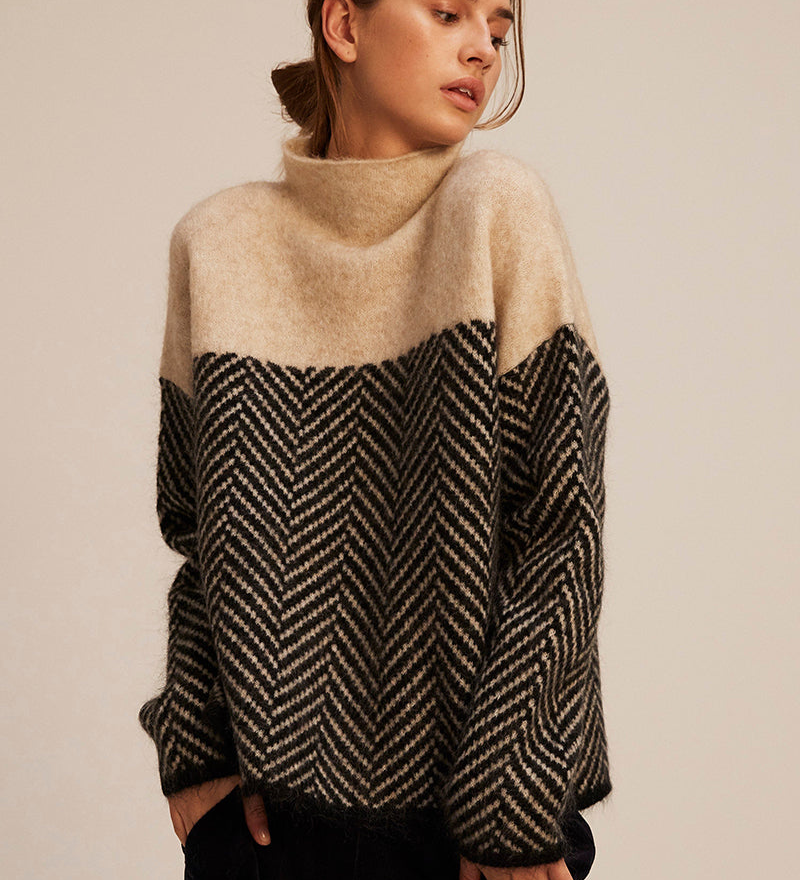 Norah | Maglione in Cotone con Collo Alto Elegante