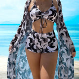 Laluna® | Set di Bikini a 3 Pezzi con Motivo Stampato