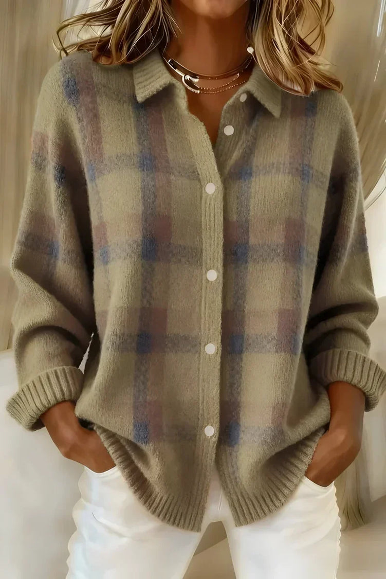 Taylor™ | Comfy Plaid Knit Cardigan