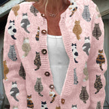 CHARLOTTE | Accogliente Cardigan con Stampa di Gatto