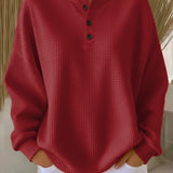 MIRABEL | COZY WAFFLE HENLEY SWEATSHIRT