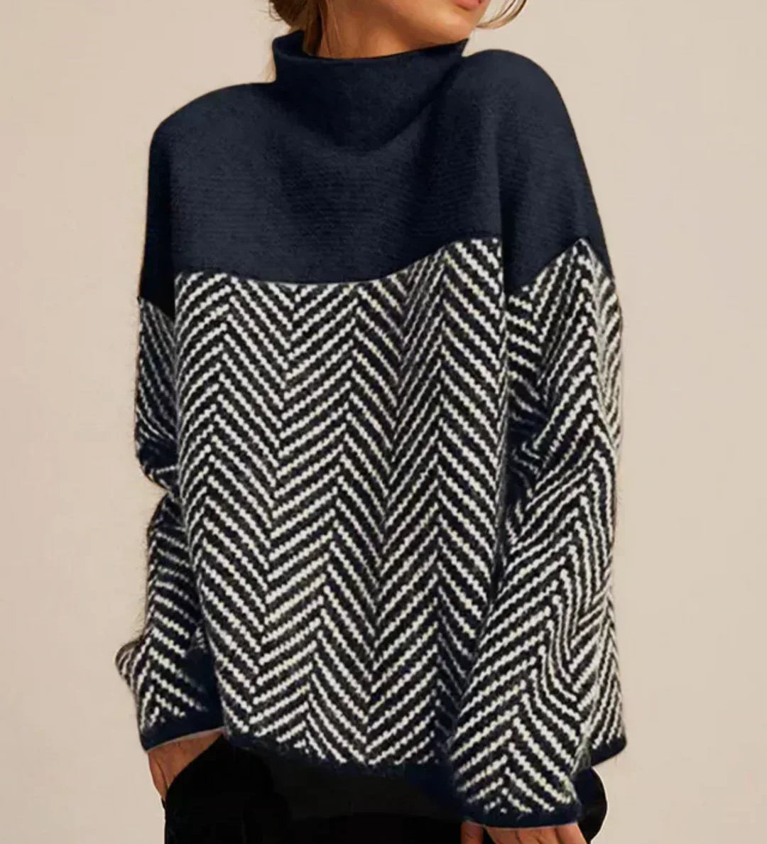 Norah | Maglione in Cotone con Collo Alto Elegante