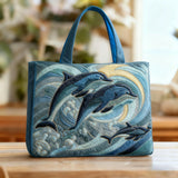 Borsa artigianale trapuntata con delfino dell’oceano