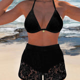Laluna® | Elegante bikini in pizzo monocolore