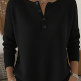 HELENA | Maglione in Maglia con Bottoni Stile Henley