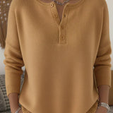 HELENA | Maglione in Maglia con Bottoni Stile Henley
