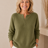 HELENA | Maglione in Maglia con Bottoni Stile Henley