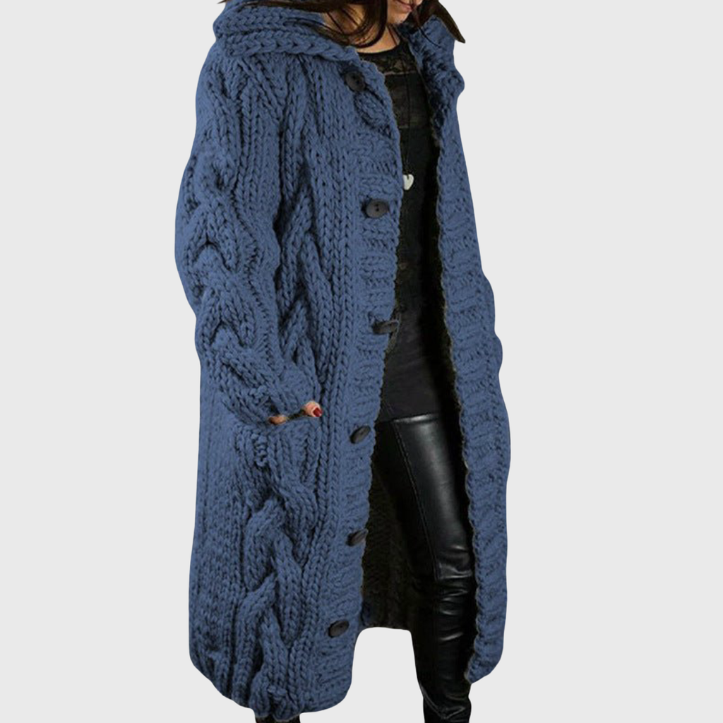 Eliška – Cappotto lungo da donna lavorato a maglia con cappuccio Sophie Milano