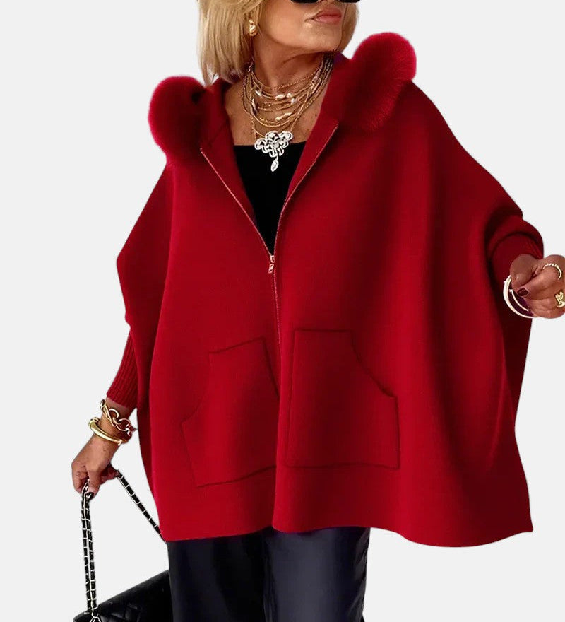 Monika – Cappotto da donna comodo con cappuccio e tasche