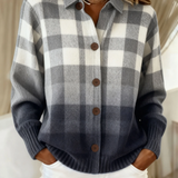 Agnes | Ombre Gray Plaid Button Cardigan