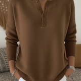 HELENA | HENLEY BUTTON-UP KNIT SWEATER