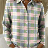 Margot | Pastel Checkered Button-Up Cardigan