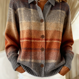 Edith | Cardigan a Quadri in Tinta Ombra Autunnale