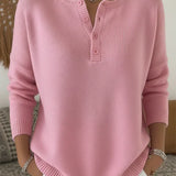 HELENA | HENLEY BUTTON-UP KNIT SWEATER