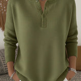 HELENA | Maglione in Maglia con Bottoni Stile Henley
