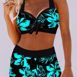 Sherrie - Costume intero a vita alta con stampa floreale