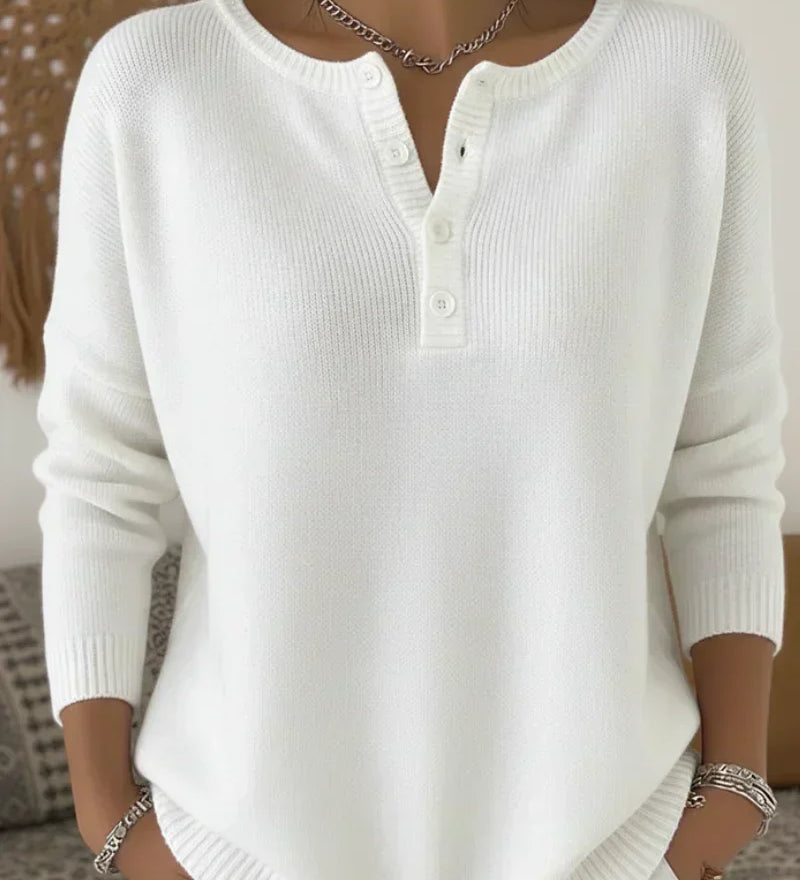 HELENA | HENLEY BUTTON-UP KNIT SWEATER