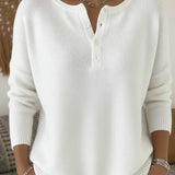 HELENA | Maglione in Maglia con Bottoni Stile Henley