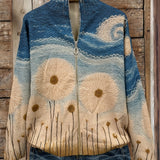 Yolanda™ | Dandelion Meadow Zip-Up Padded Cardigan