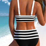 Laluna® | High-Waisted Striped Bikini