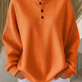 MIRABEL | COZY WAFFLE HENLEY SWEATSHIRT