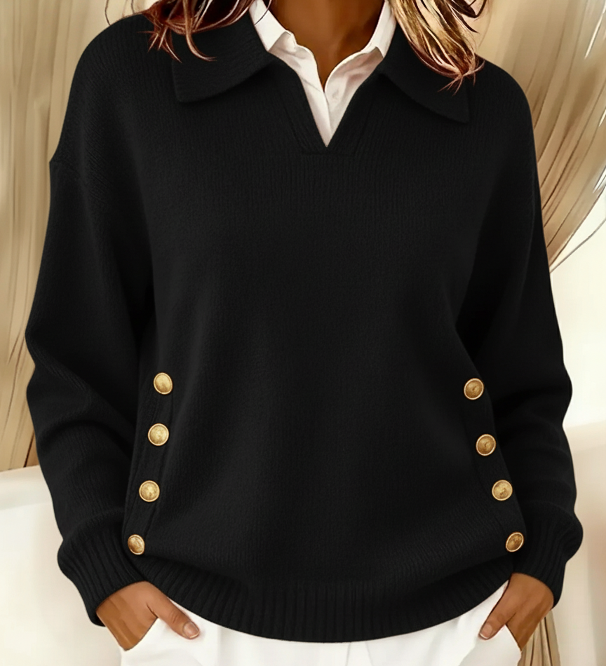 VYNETTE | V-NECK SWEATER WITH COLLAR