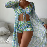 Laluna® | Set di Bikini a 3 Pezzi con Motivo Stampato
