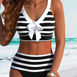 Laluna® | High-Waisted Striped Bikini