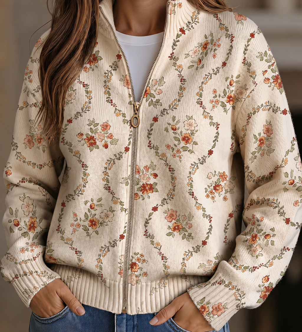 Persephone™ | Crema Stampata con Eleganti Viti Floreali