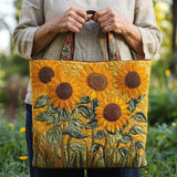 Borsa artigianale trapuntata con girasole