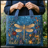 Borsa artigianale trapuntata con libellula dorata