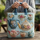 Borsa artigianale trapuntata con fantasia primaverile