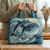 Borsa artigianale trapuntata con delfino dell’oceano