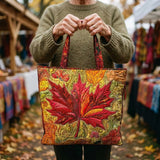 Borsa artigianale trapuntata con acero al tramonto