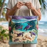Borsa artigianale trapuntata con fantasia laguna