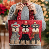 Borsa artigianale trapuntata con trio di Schnauzer